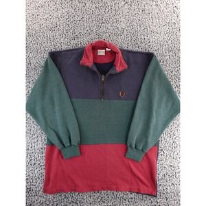 Bugle Boy Company Colorblock‎ 1/4 Zip Sweatshirt Pullover Navy Green Red XL